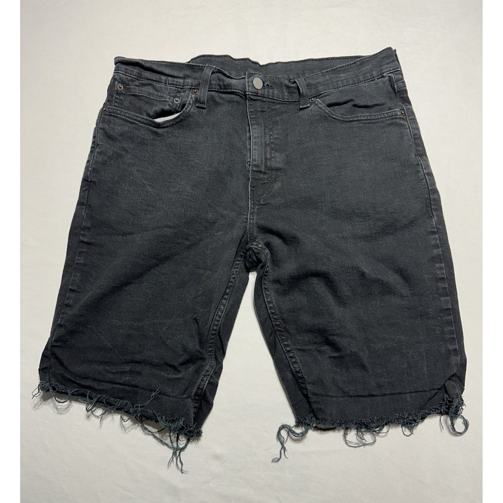 Levi’s 511 Mens 36 Black Cutoff Denim Shorts Slim Fit Frayed Hem Distressed